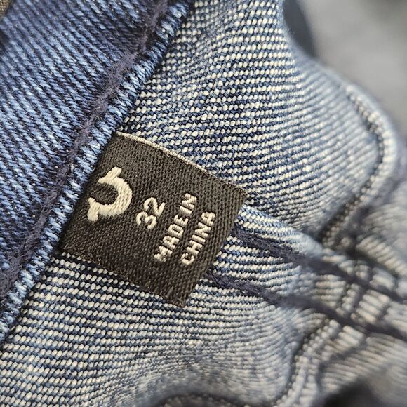 New True Religion Ricky SN Flap Shorts (32") Men Dark Lagoon Wash Denim Relaxed - Picture 8 of 10